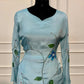Sky Blue Blossom Embroidered A-Line Suit Set (RT1612)