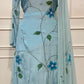 Sky Blue Blossom Embroidered A-Line Suit Set (RT1612)