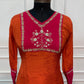 Orange Radiance Chinon Embroidered A-Line Suit Set (RT1629)
