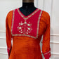 Orange Radiance Chinon Embroidered A-Line Suit Set (RT1629)
