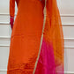 Orange Radiance Chinon Embroidered A-Line Suit Set (RT1629)