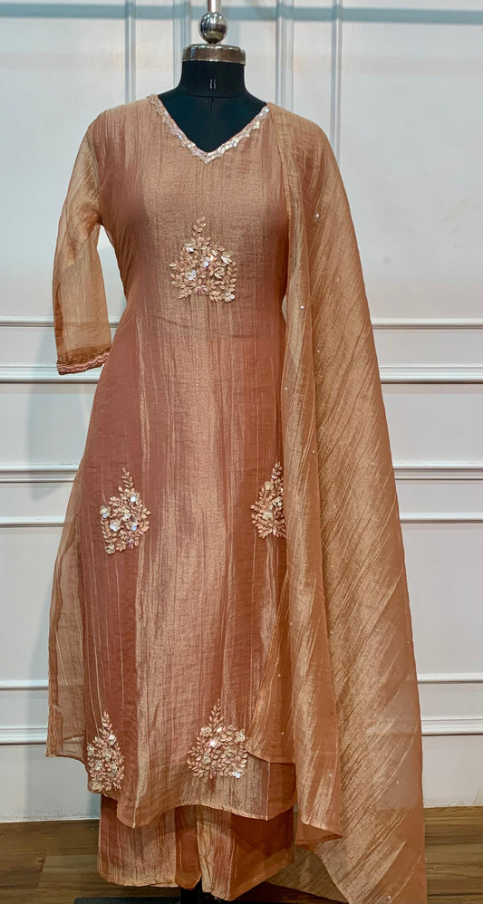 Dusty Rose Embroidered Salsa A-Line Suit Set (RT1616)