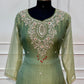 Sage Green Floral Embroidered A-Line Suit (RT1619)