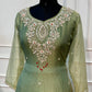 Sage Green Floral Embroidered A-Line Suit (RT1619)