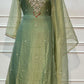 Sage Green Floral Embroidered A-Line Suit (RT1619)