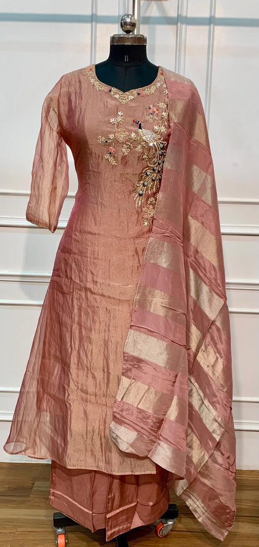 Peacock Grace Salsa Embroidered A-Line Suit Set (RT1631)