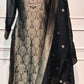 Midnight Gold Elegance – Benaras 3 Piece Straight Cut Suit Set (RT1641)