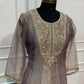 Mauve Grey Embroidered A-Line Suit Set (RT1647)