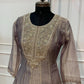 Mauve Grey Embroidered A-Line Suit Set (RT1647)