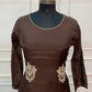 Chocolate Charm – Premium Mull Chanderi A-Line 3 Piece Suit Set (RT1654)