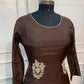 Chocolate Charm – Premium Mull Chanderi A-Line 3 Piece Suit Set (RT1654)