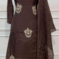 Chocolate Charm – Premium Mull Chanderi A-Line 3 Piece Suit Set (RT1654)