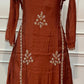Rust Bloom Elegance – Premium Mull Chanderi A-Line 3 Piece Suit Set (RT1658)