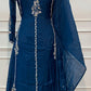 Teal Elegance – Mull Chanderi A-Line 3 Piece Suit Set (RT1668)