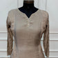 Taupe Elegance – Shimmer Mull Chanderi A-Line 3 Piece Suit Set (RT1665)