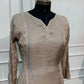 Taupe Elegance – Shimmer Mull Chanderi A-Line 3 Piece Suit Set (RT1665)
