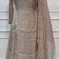 Taupe Elegance – Shimmer Mull Chanderi A-Line 3 Piece Suit Set (RT1665)