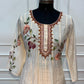 Ivory Bloom Floral Embroidered Premium Mull Chanderi Anarkali Suit Set (RT1674)