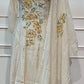 Ivory Golden Garden Floral Embroidered Premium Mull Chanderi Anarkali Suit Set (RT1675)