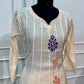 Ivory Autumn Leaf Motif Embellished Premium Mull Chanderi Anarkali Suit Set (RT1676)
