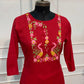 Red Mull Chanderi Straight Cut 3-Piece Set with Embroidered Yoke & Floral Dupatta (RT1683)