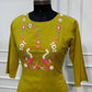 Lime Green Mull Chanderi Straight Cut 3-Piece Set with Embroidered Yoke & Floral Dupatta (RT1684)