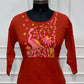 Orange Mull Chanderi Straight Cut 3-Piece Set with Embroidered Yoke & Floral Dupatta (RT1688)