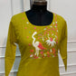 Lime Green Mull Chanderi Straight Cut 3-Piece Set with Bird & Floral Embroidery (RT1687)