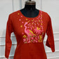 Orange Mull Chanderi Straight Cut 3-Piece Set with Embroidered Yoke & Floral Dupatta (RT1688)