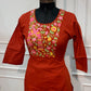 Orange Mull Chanderi Straight Cut 3-Piece Set with Embroidered Yoke & Floral Dupatta (RT1691)