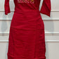 Red Mull Chanderi Straight Cut 3-Piece Set with Floral Bird Embroidery & Printed Dupatta (RT1686)