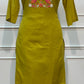 Lime Green Mull Chanderi Straight Cut 3-Piece Set with Embroidered Yoke & Floral Dupatta (RT1684)
