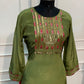 Olive Green Embroidered HO Fabric Straight Cut Suit Set (RT1693)