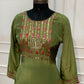 Olive Green Embroidered HO Fabric Straight Cut Suit Set (RT1693)