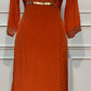 Rust Orange Embroidered HO Fabric Straight Cut Suit Set (RT1692)
