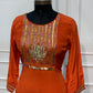 Rust Orange Embroidered HO Fabric Straight Cut Suit Set (RT1692)