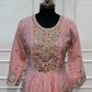 Dusty Rose Floral Embroidered Poly Mull Chanderi A-Line Suit Set (RT1694)