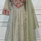 Sage Mist Floral Embroidered Poly Mull Chanderi A-Line Suit Set (RT1697)