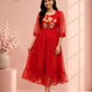 Ruby Bloom Embroidered Kota Anarkali Dress(RT3012)