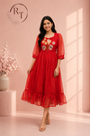 Ruby Bloom Embroidered Kota Anarkali Dress(RT3012)
