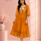 Mustard Bloom Embroidered Kota Anarkali Dress(RT3014)