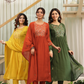Mull Chanderi Embroidery 3pc Set With Heavy Floral Yoke