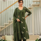 Mull Chanderi Embroidery 3pc Set With Neck Design Floral Motifs