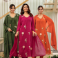 Mull Chanderi Embroidery 3pc Set With Neck Design Floral Motifs