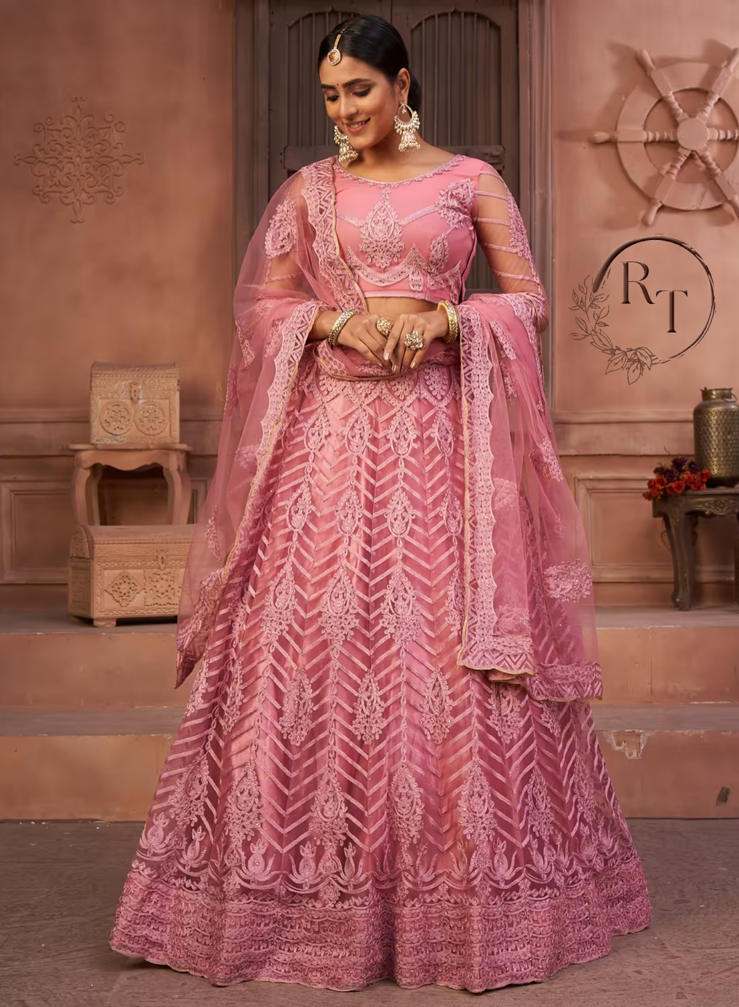 Net Flared Lehenga with Elegant Design Detailing