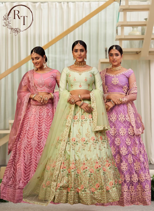 Net Flared Lehenga with Elegant Design Detailing