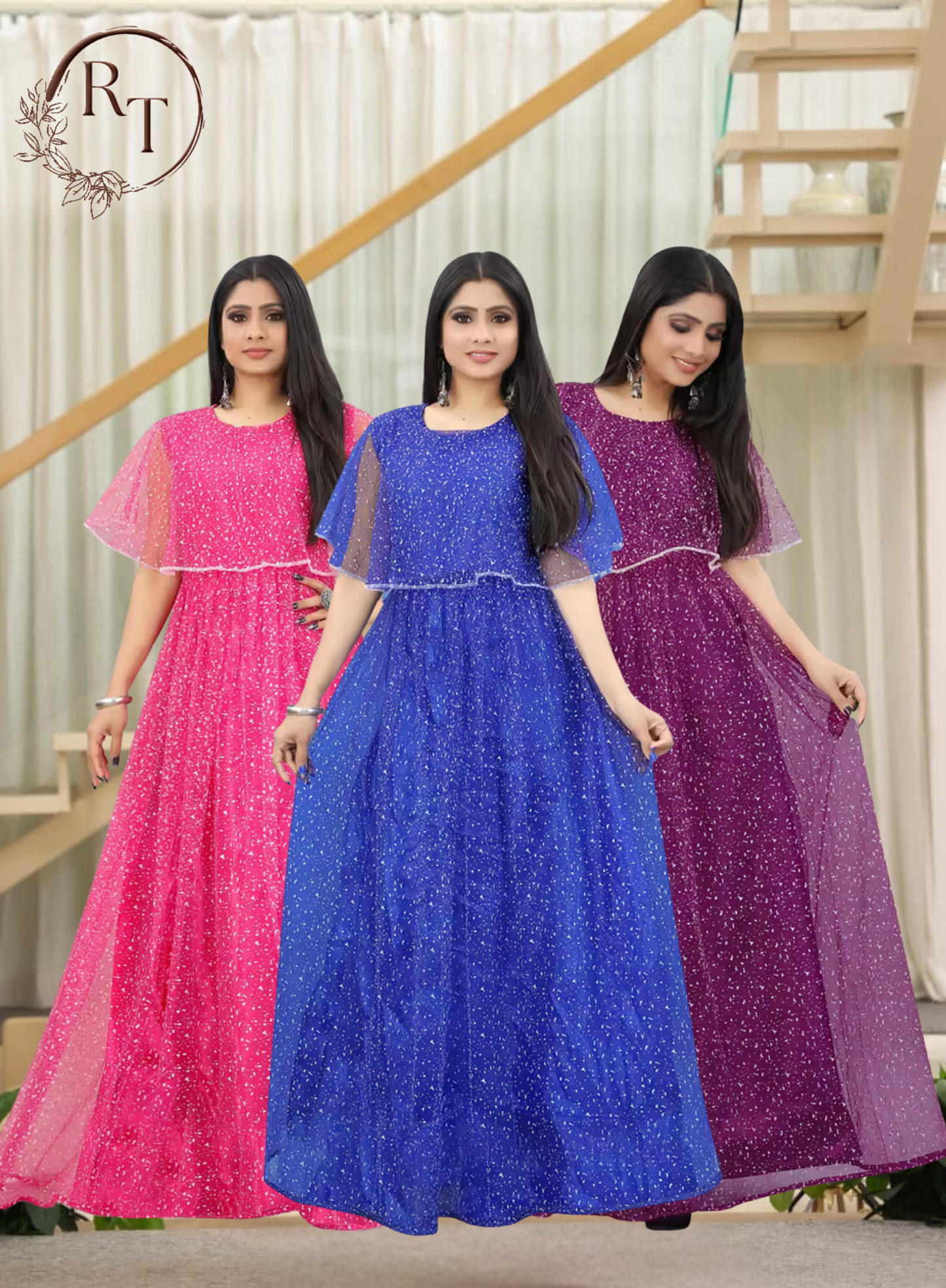 Women's Embellished Net A-Line Gown