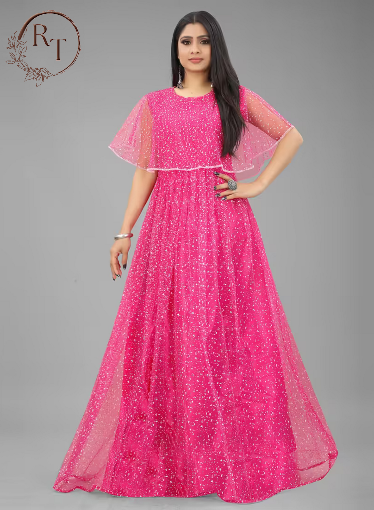 Women's Embellished Net A-Line Gown