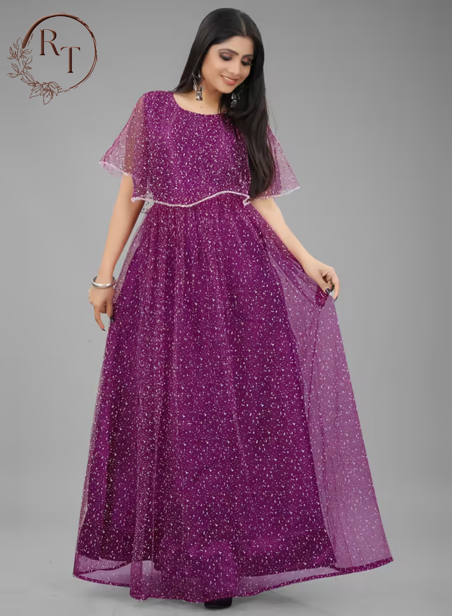 Women's Embellished Net A-Line Gown